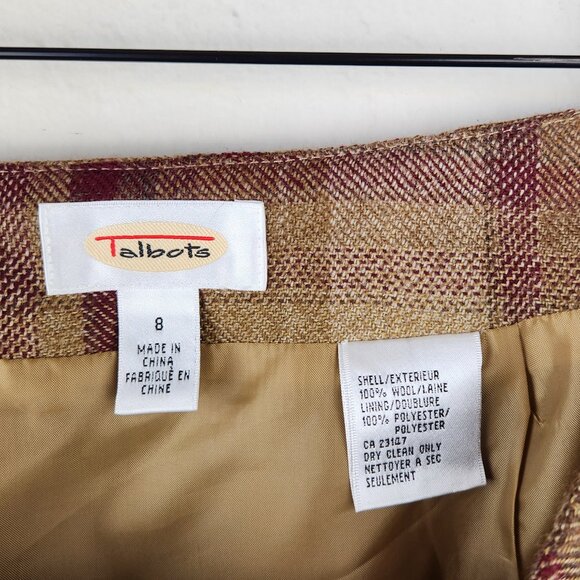 Vintage Talbots Wool Plaid Fringe Faux Wrap Midi Skirt sz 8 - Picture 8 of 8
